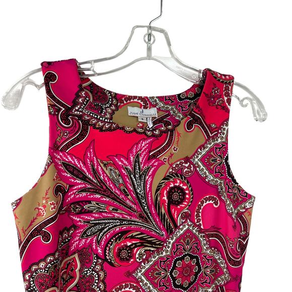 Jude Connally Sleeveless Pink Coral Paisley Print Jude Cloth Shift Dress Small - Picture 3 of 6
